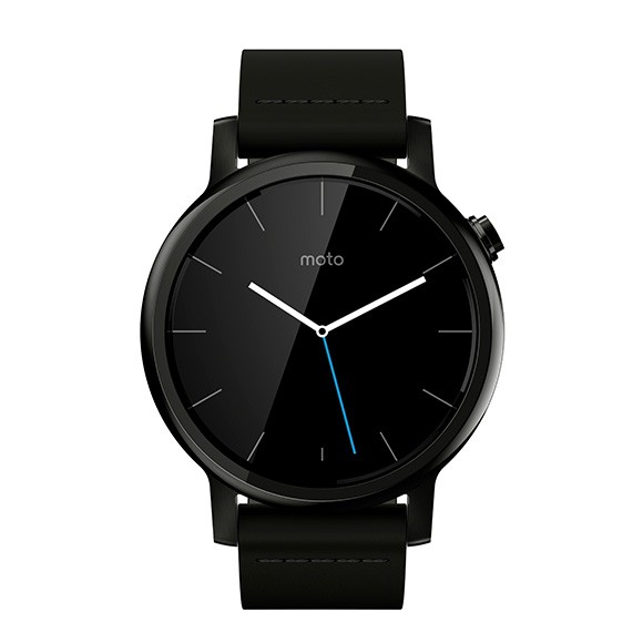 摩托罗拉360智能手表  42MM 男式黑色黑皮表带图片