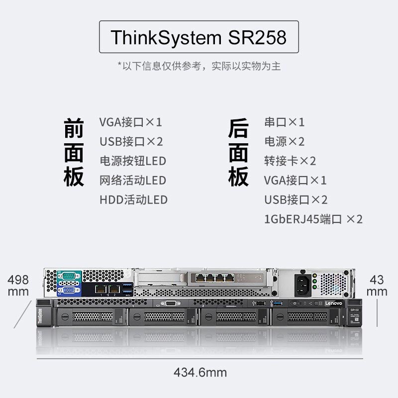 联想 ThinkSystem SR258/250机架式服务器 至强E-2234 32G 2*1T图片