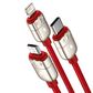 倍思 虎年生肖一拖三数据线USB For M+L+C 3.5A 1.2m 红色图片
