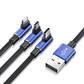 倍思 MVP王者弯头手游一拖三数据线 USB For M+L+T 3.5A 1.2M 蓝色图片
