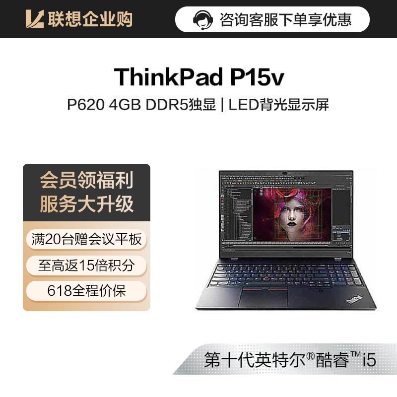 ThinkPad P15v 英特尔酷睿i5 笔记本电脑 20TQA001CD图片