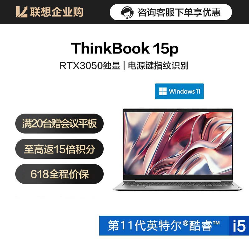 【企业购】ThinkBook 15p 2021 视觉系创造本 11CD