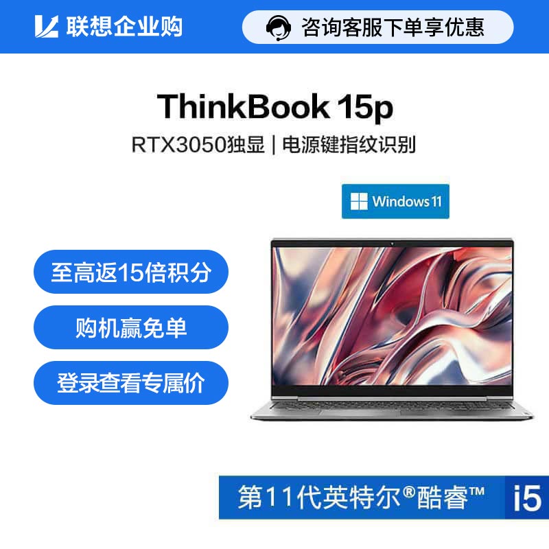 【企业购】ThinkBook 15p 2021 视觉系创造本 11CD