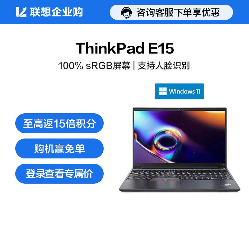 【企业购】ThinkPad E15 2021 锐龙版 笔记本电脑 9KCD