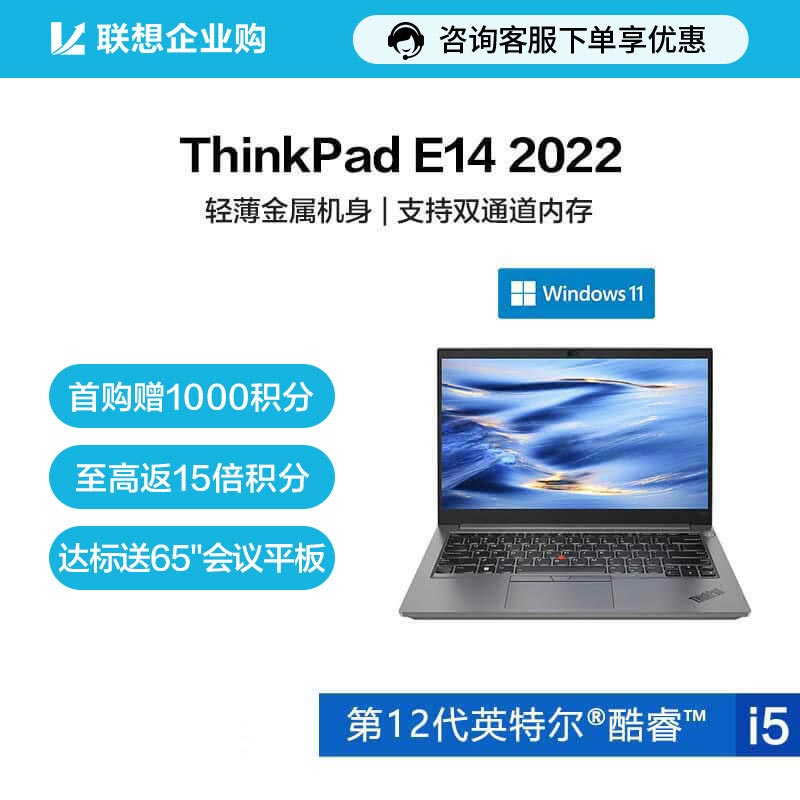 【企业购】ThinkPad E14 2022酷睿版英特尔酷睿i5笔记本电脑 76CD