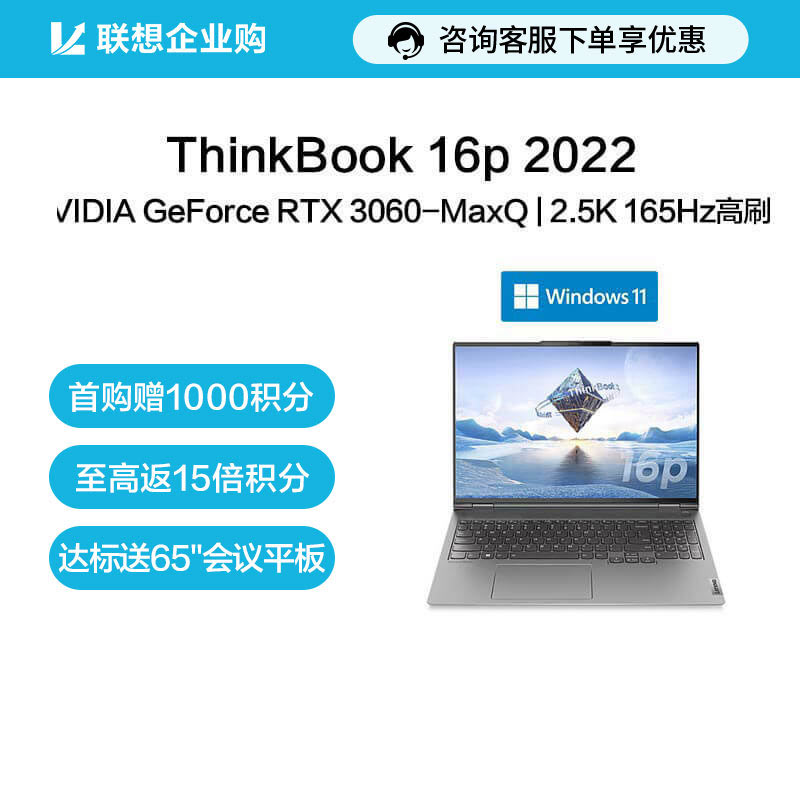 【企业购】全新ThinkBook 16p 2022 锐龙版 锐智系创造本 36CD图片