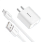 倍思 5V/2A充电头 中规 套装 白色（含：简易通用数据线 Type-c 3A 1m 白色）图片