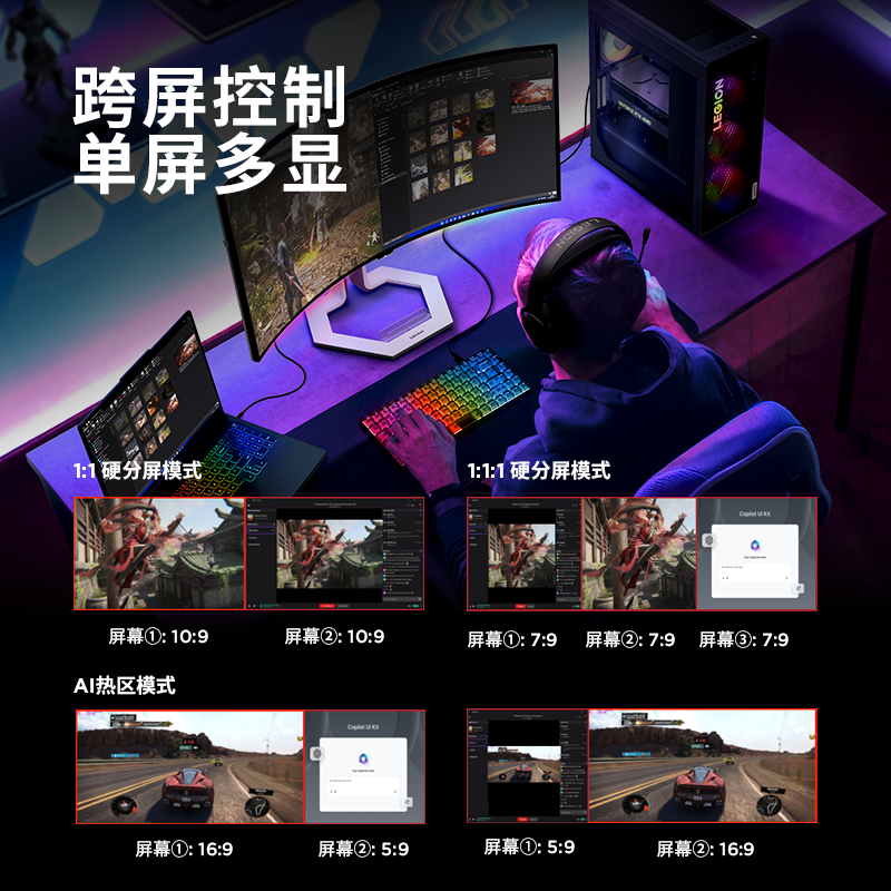 联想Legion Pro34WD OLED超感曲面显示器图片