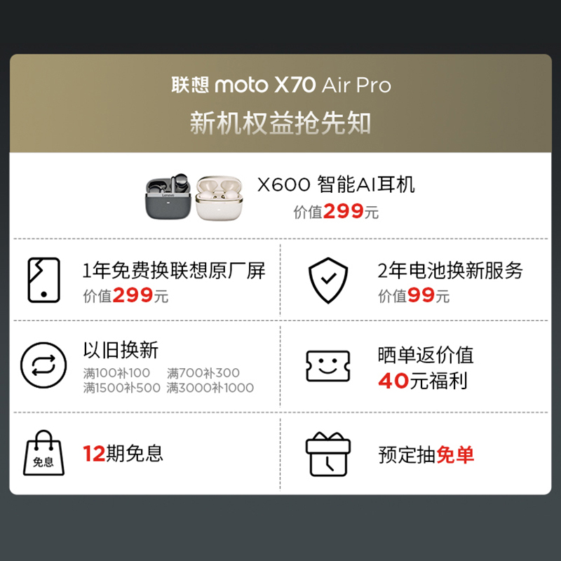 联想moto X70 Air Pro 12GB+256GB 墨岚黑图片